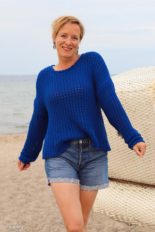 Baumwoll Grobstrick Stoff – Blau
