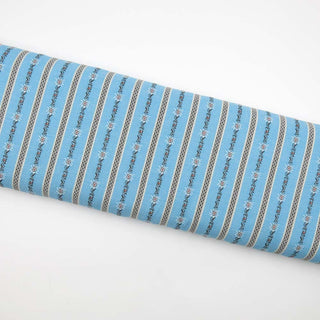 Baumwoll Jacquard - Edelweissranken auf Türkisblau