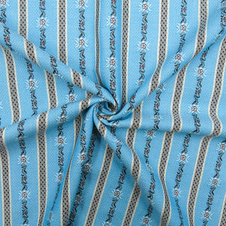 Baumwoll Jacquard - Edelweissranken auf Türkisblau