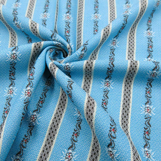 Baumwoll Jacquard - Edelweissranken auf Türkisblau