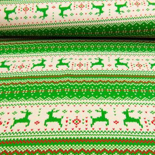 Kuschelsweat - Weihnachtsstrick in Grün Stoffrestposten
